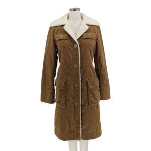30175 American Eagle Shearling Trench Coat Tan Ivory size Medium winter bohemian